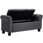 Breeins Modern Linen Upholstered Storage Bench With Armrests