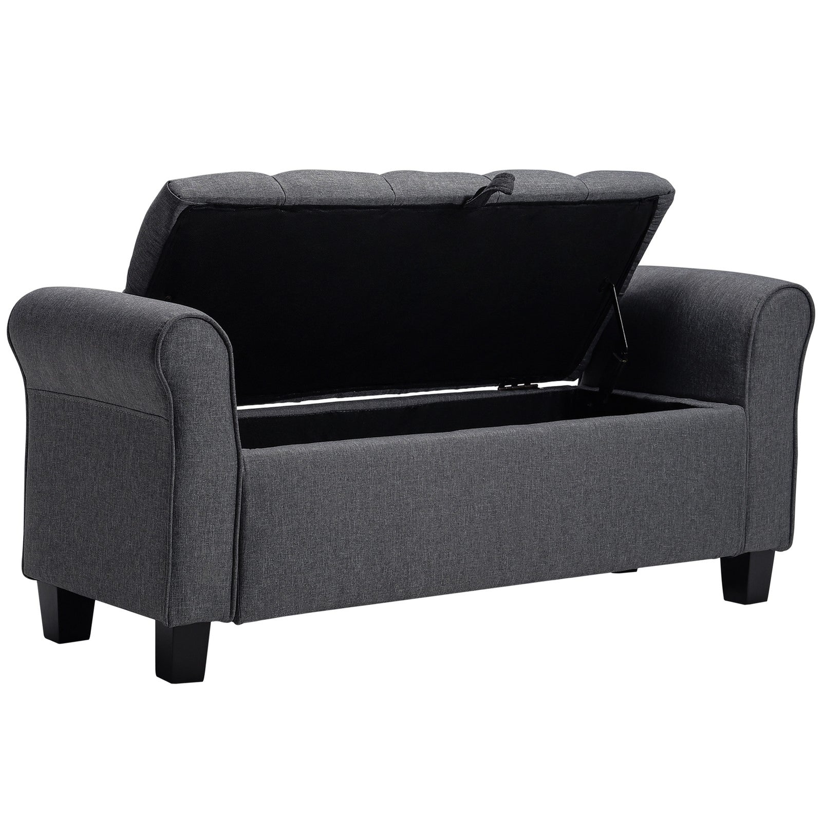 Breeins Modern Linen Upholstered Storage Bench With Armrests
