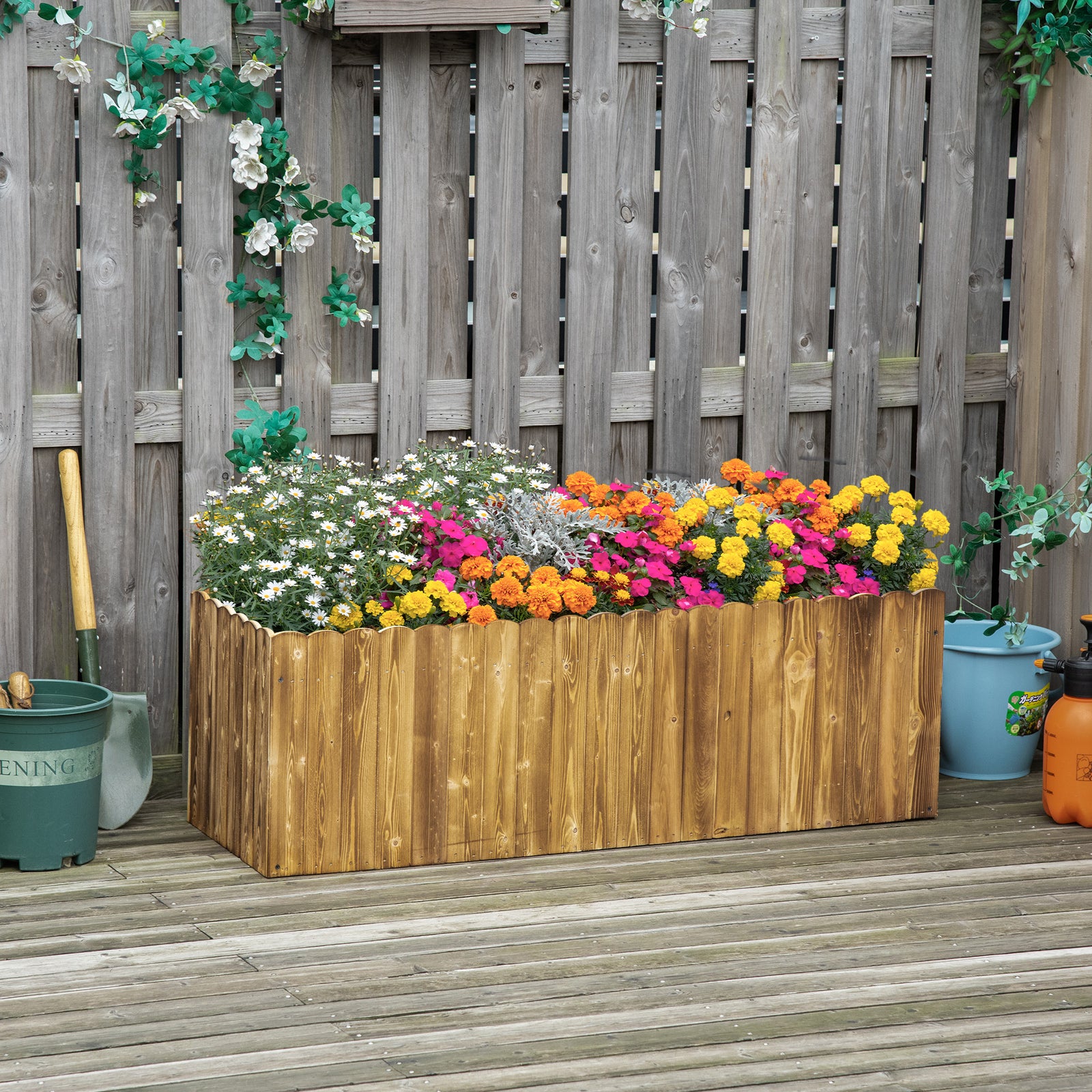 172l Raised Flower Bed Wooden Planter Box Large