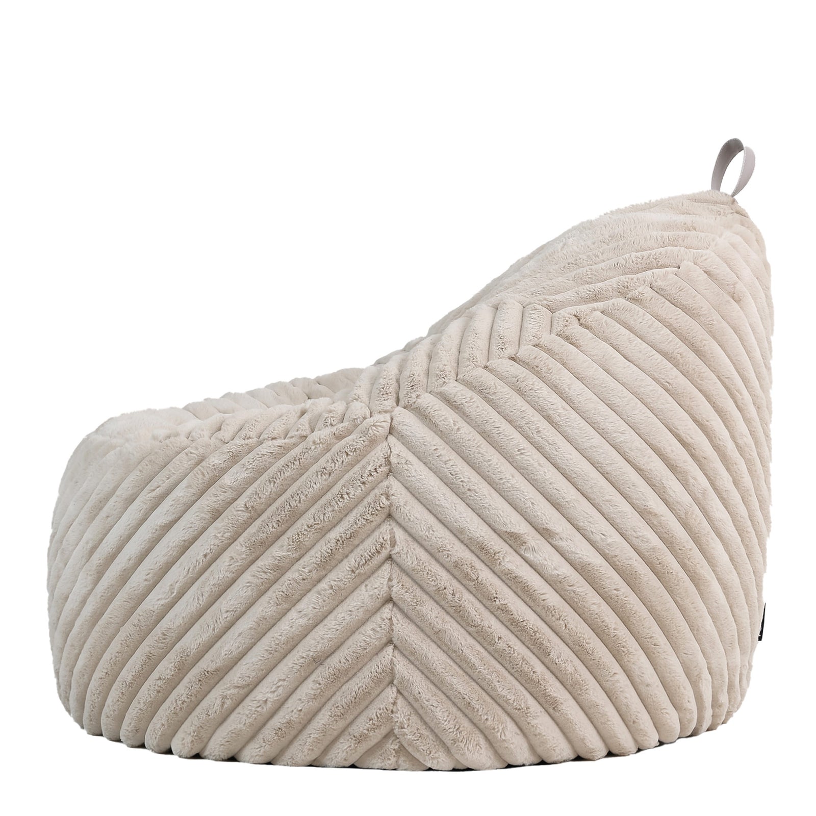 Classic Ribbed Faux Fur Bean Bag Chair | Beige