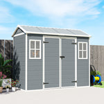 8 X 4 Ft Resin Garden Shed With Floor, Lockable Doors | Light Grey