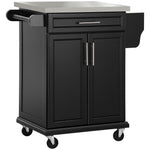 Kitchen Cart Storage Trolley W/ Drawer Cupboard Towel Rail | Black