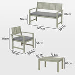 4 Seater Wooden Garden Furniture Set With Loveseat, Chairs, Table | Grey