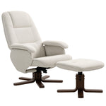 HOMCOM Swivel Recliner Chair With Footstool And Wooden Base, Beige