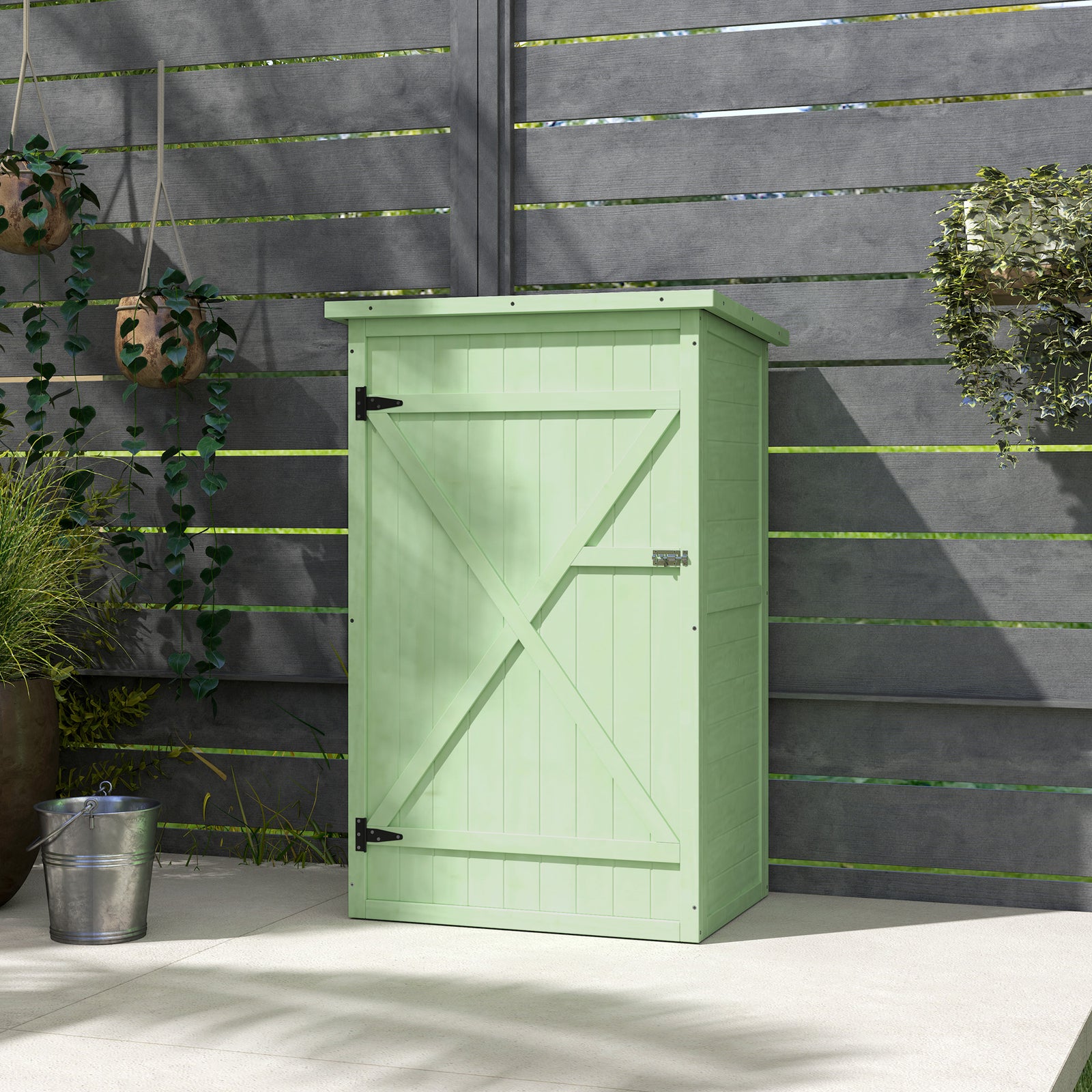 Garden Shed Outdoor Tool Storage W/ 2 Shelve 75 X 56 X115cm
