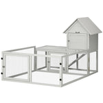 5ft Rabbit Hutch With Run Wooden Large Guinea Pig Cage For Indoor, Grey