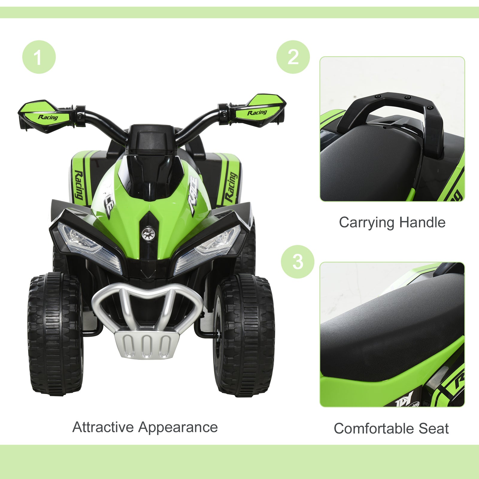 No Power Quad Toddler Ride On Car Foot-to-floor Sliding | Green