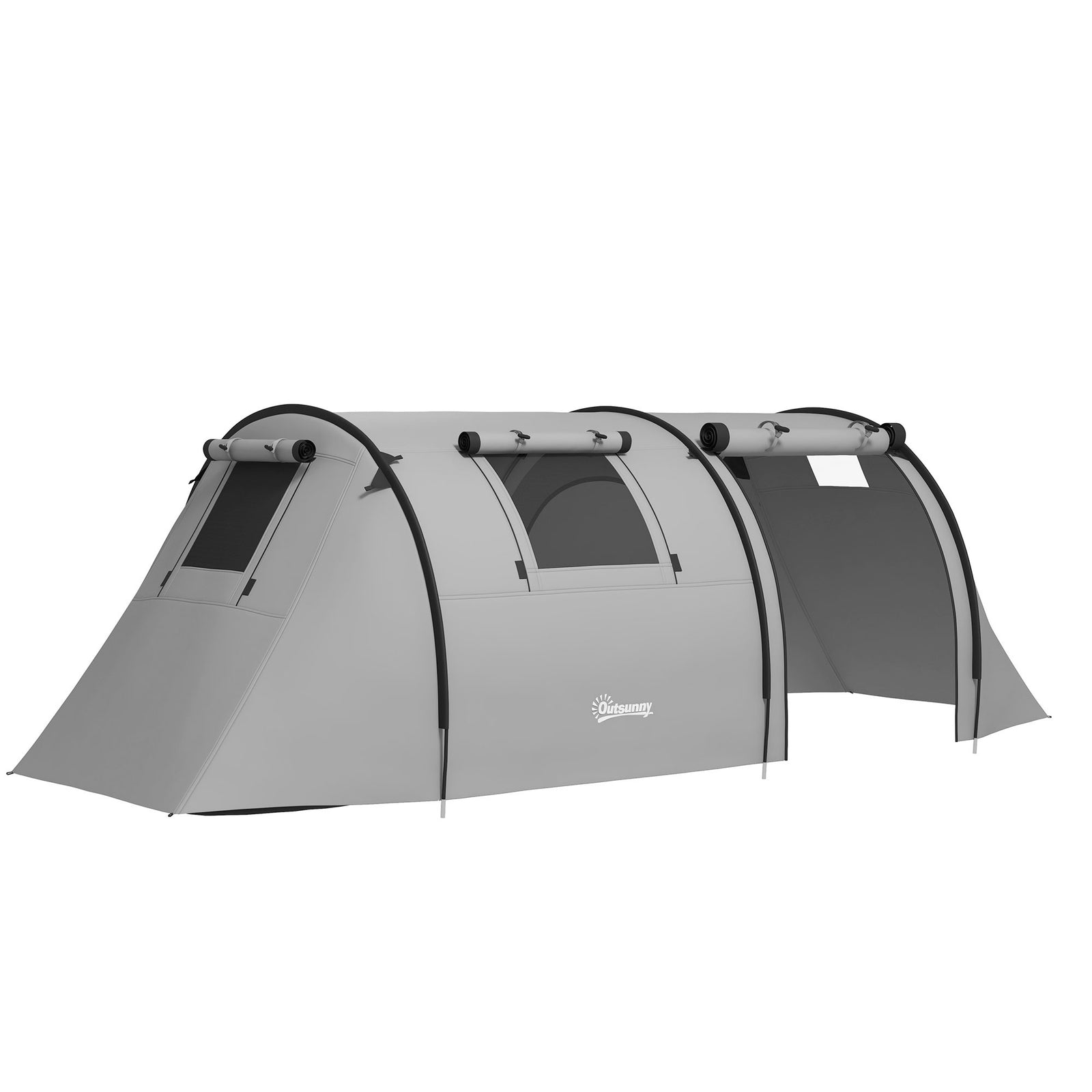 Outsunny 3-4 Man Tunnel Tent, 3000mm Waterproof, Large Family