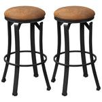 Microfiber Cloth Bar Stools With Steel Legs Set Of 2