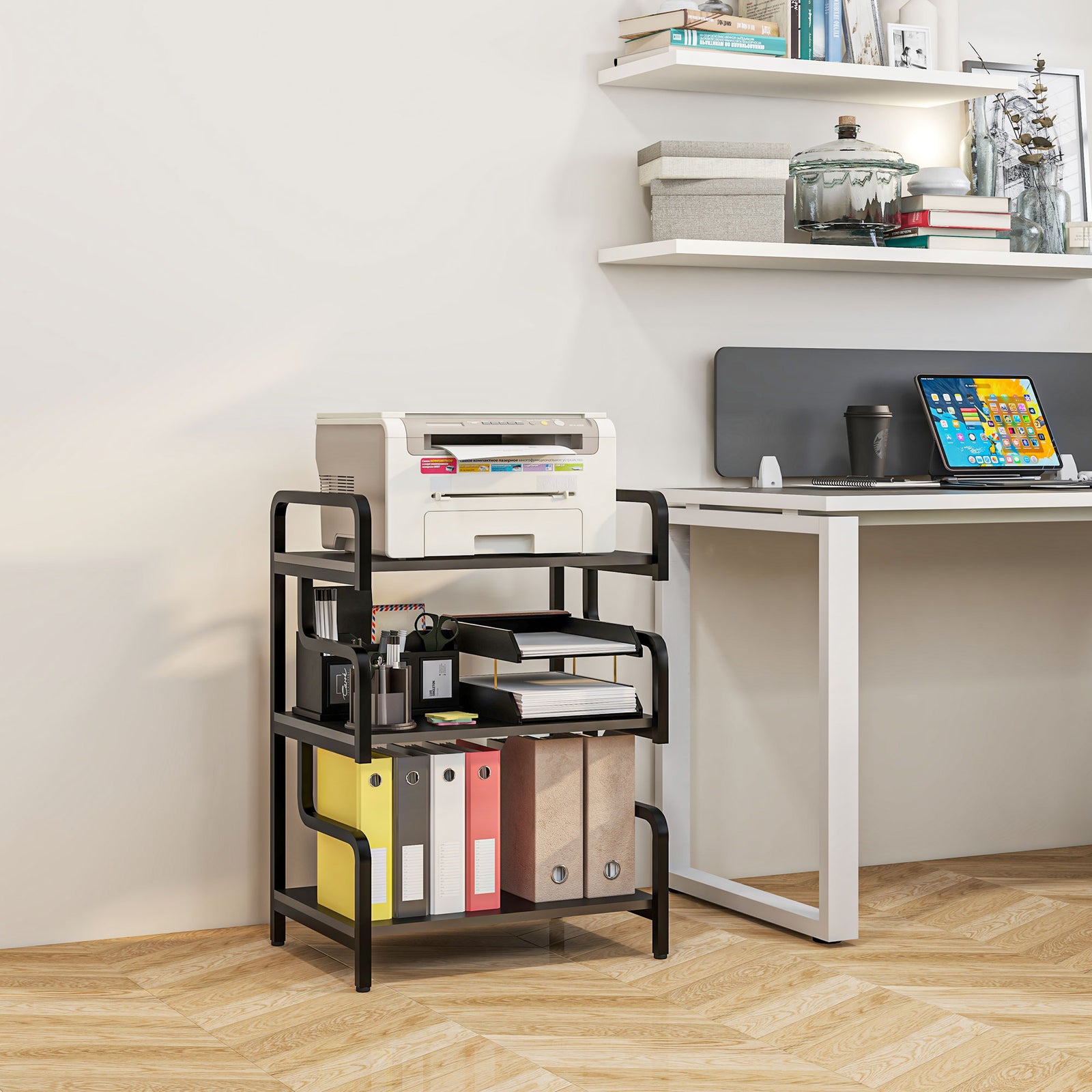 3-tier Storage Shelf Metal Shelves For Storage Home Office | One Size | Black