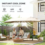 4.6m Double-sided Sun Umbrella W/ Crank | Beige