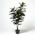 Artificial Green Handcrafted Ficus Rubber Plant In Pot, 130 Cm