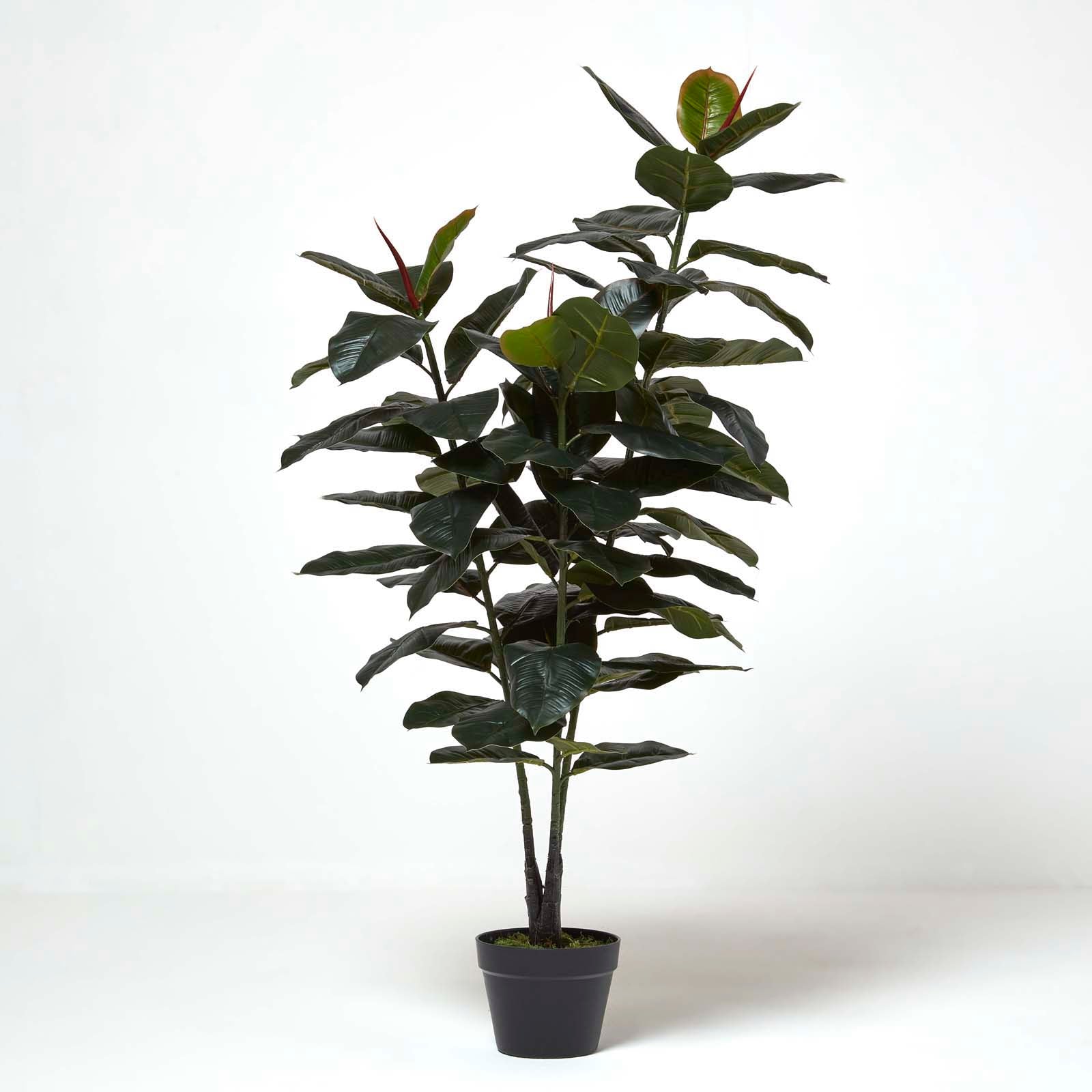Artificial Green Handcrafted Ficus Rubber Plant In Pot, 130 Cm
