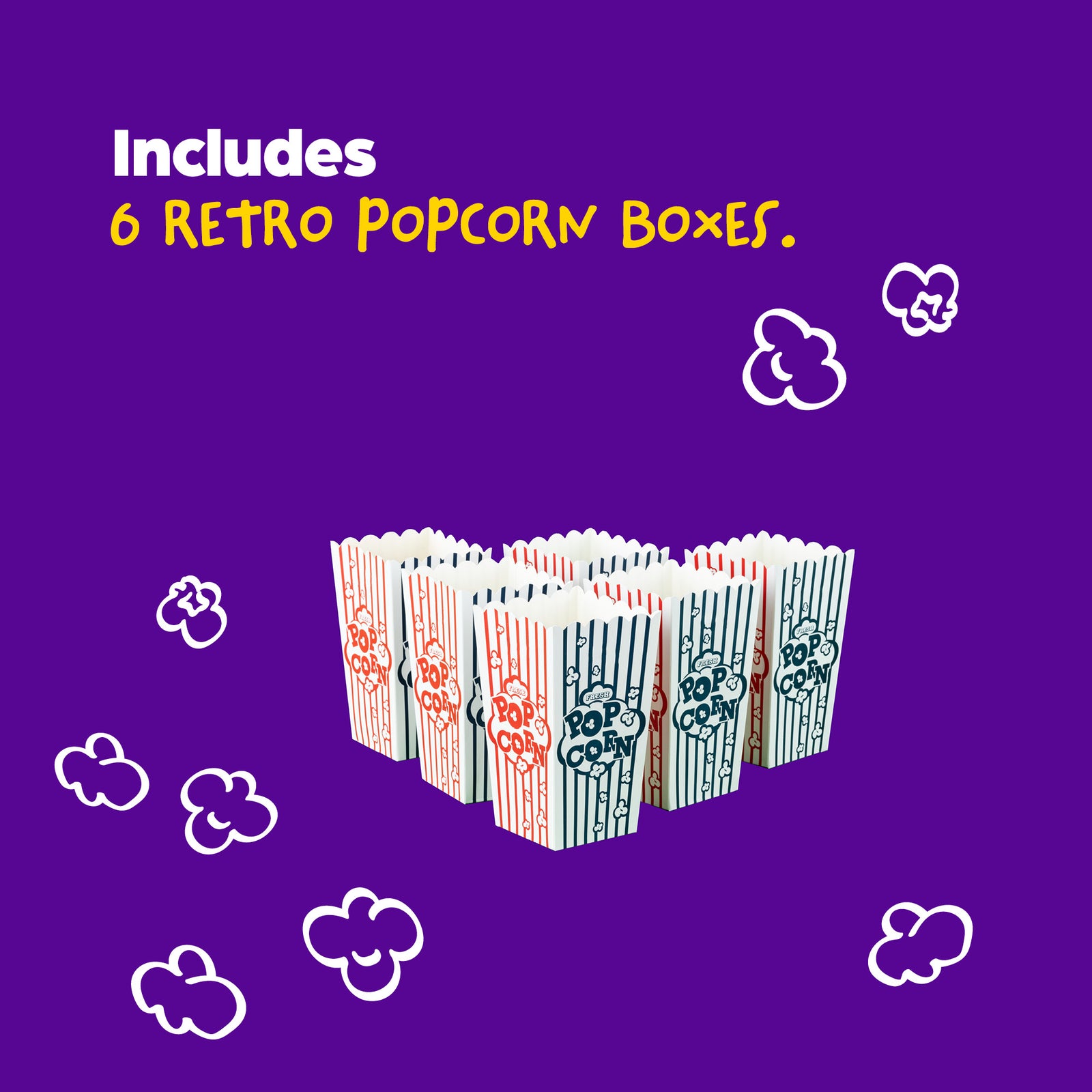 1200w Red Retro Popcorn Maker Hot Air Machine With 6 Boxes
