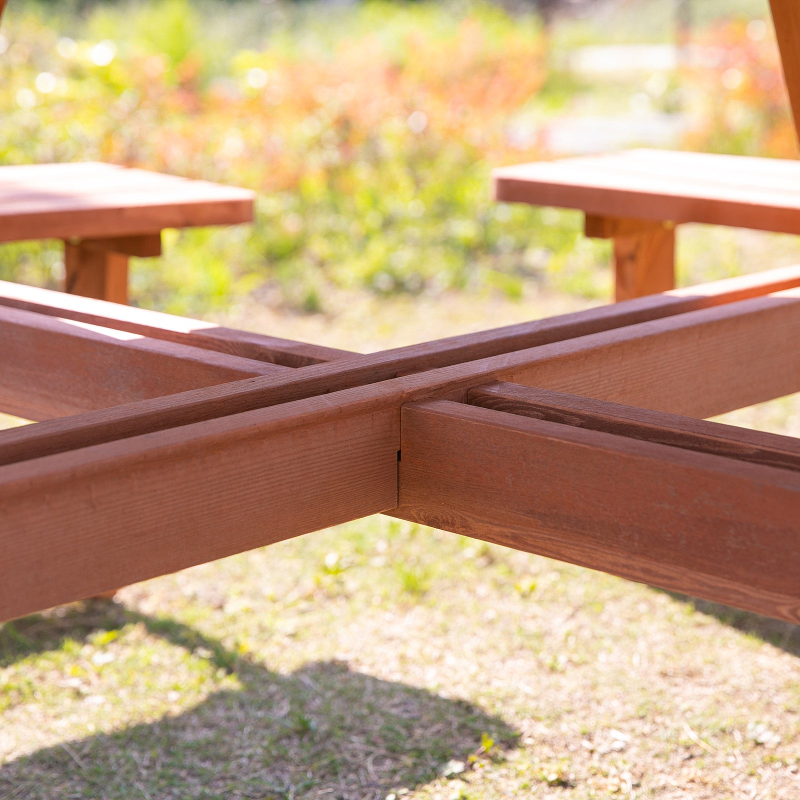 8 Seat Garden Wooden Round Picnic Table Bench