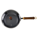 Long-handle Iron Deep Wok Pan With Lid | 28cm