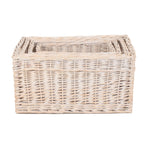 Wicker White Wash Storage Open Basket | Set-of-4 | White
