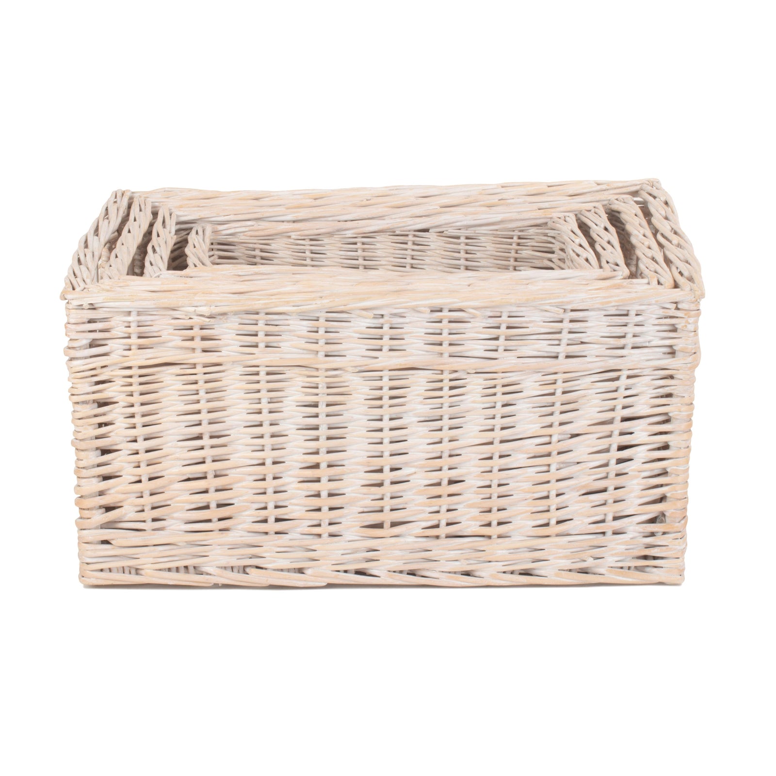 Wicker White Wash Storage Open Basket | Set-of-4 | White