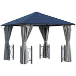 3x3(m) Hardtop Gazebo With Pc Roof, Netting And Curtains