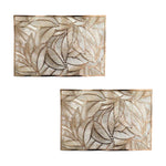 Set Of 2 Floral Leaf Decorative Gold Placemats