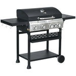 Gas Burner Bbq Grill With Wheels | Large | Black