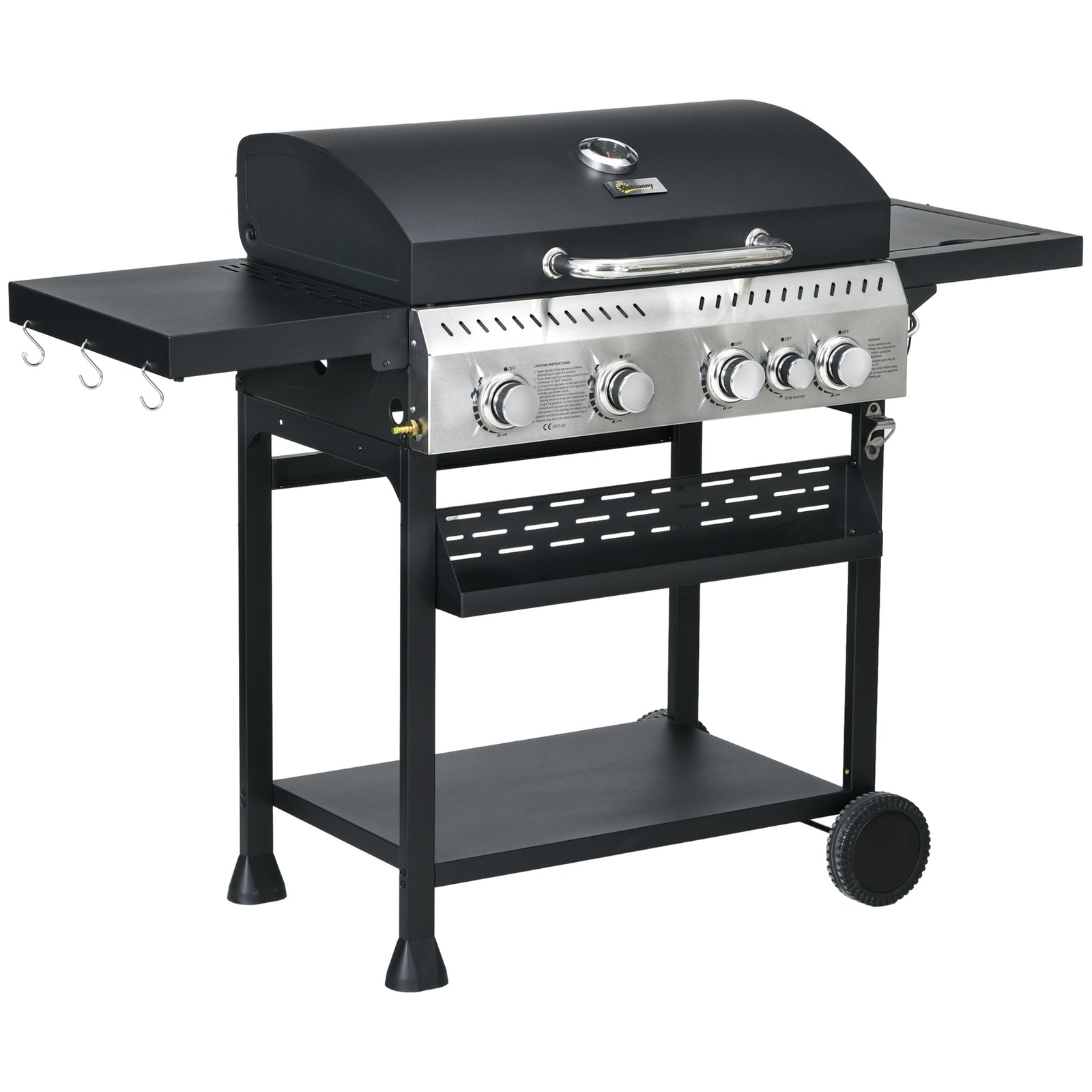 Gas Burner Bbq Grill With Wheels | Large | Black