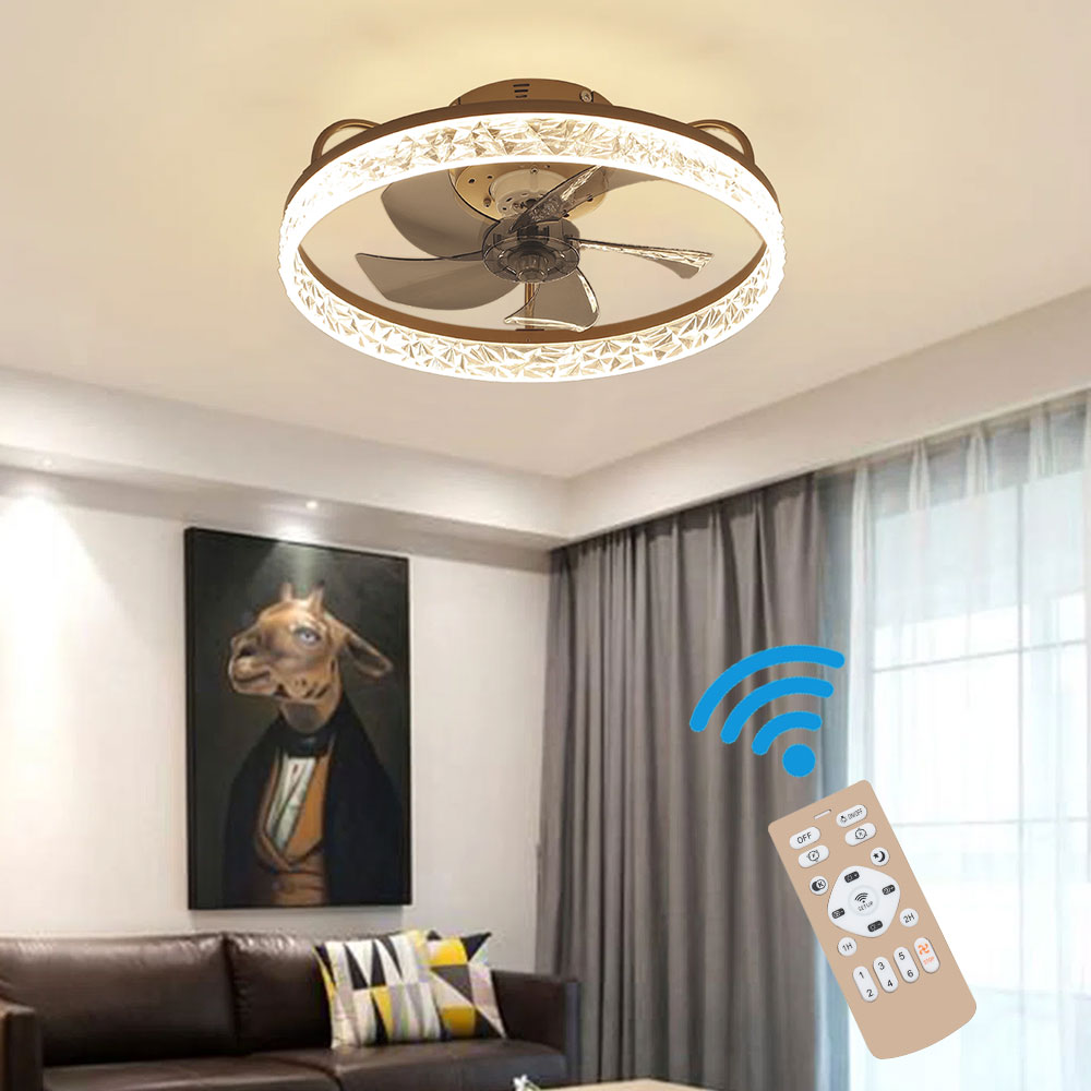 Modern Gold/black Crystal Ceiling Fan Light 48cm 30w Led With 3-color Dimming, 6-speed, 2.4g App Control, Reversible Rotation & Sleep Timer | Gold