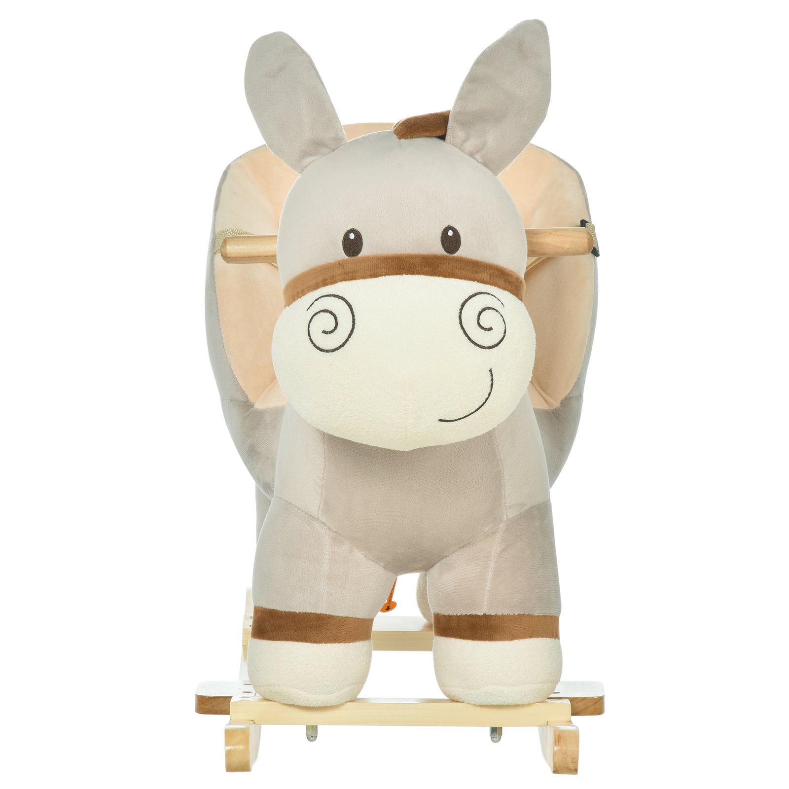 Cute Kids Ride-on Rocking Donkey W/ Sound Handlebars Seat Belt Plush Body
