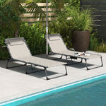 Foldable Sun Lounger Set W/ Padded Seat | Set-of-2 | Khaki