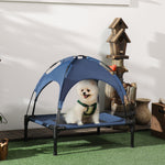 Pawhut 61cm Elevated Dog Bed Cooling Raised Pet Cot Uv Protection Canopy | Blue