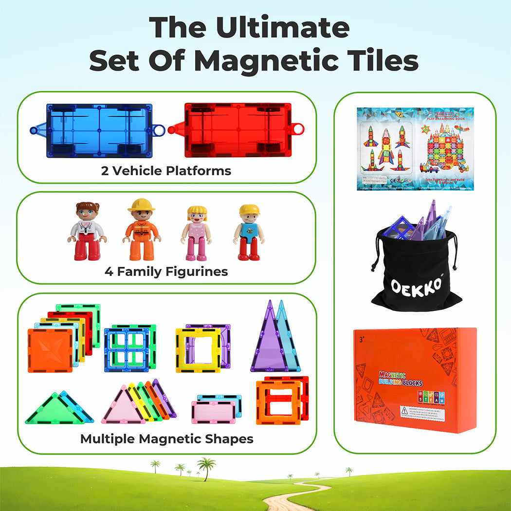 100pcs Magnetic Tiles Building Blocks Kids Educational Construction Toys | Multi Colour