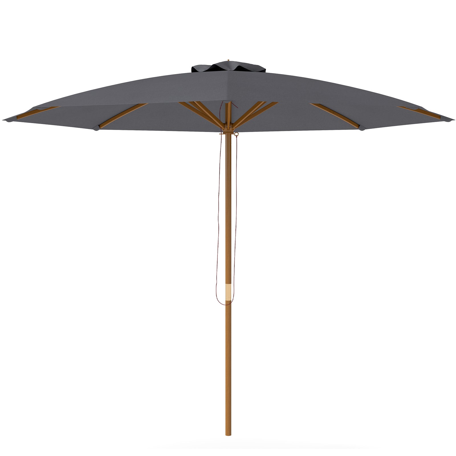 Wooden Garden Parasol With Rope Pulley Mechanism | Dark Grey
