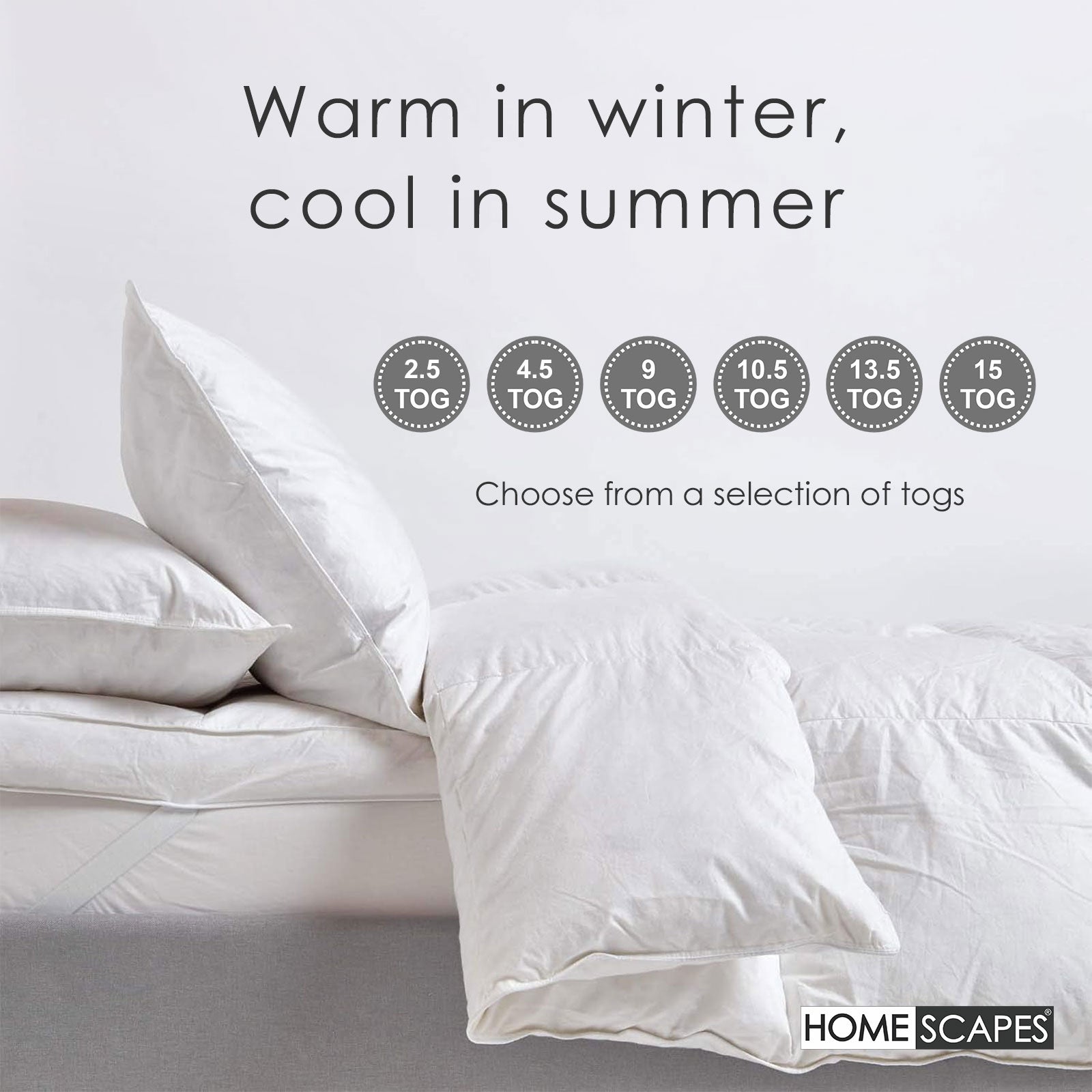 Goose Feather And Down 2.5 Tog  Summer Duvet | Double | White