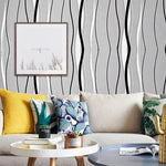 Modern Curve Striped Non-woven Wallpaper | Silver Grey
