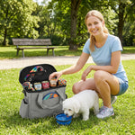 PawHut Dog Travel Bag With Two Food Containers And Silicone Collapsible Bowl