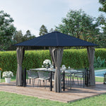 3x3(m) Hardtop Gazebo With Pc Roof, Netting And Curtains