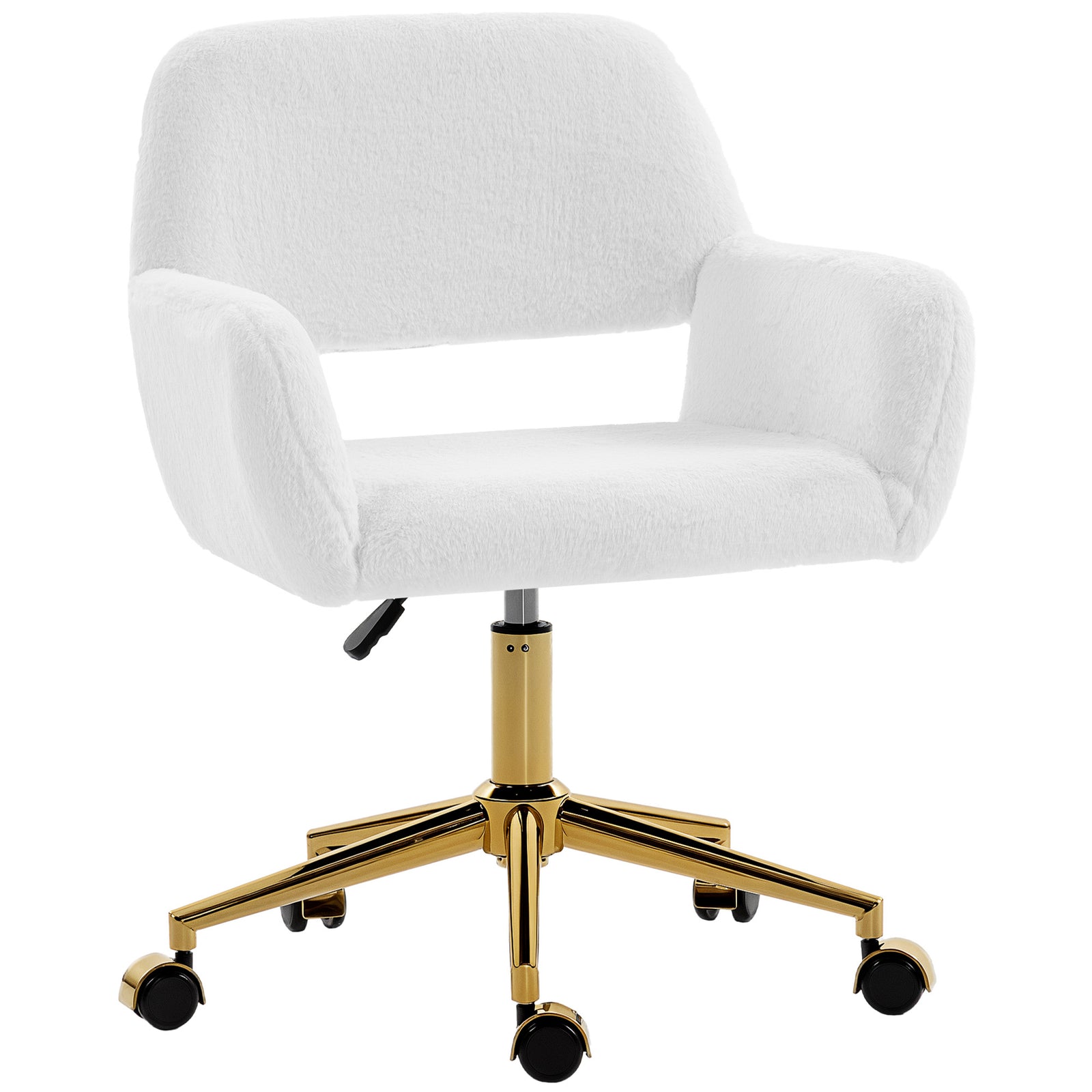 Swivel Office Chair, Vanity Desk Chair With Adjustable Height, Wheels | Cream