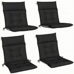 Garden Chair Cushions Set Of 4, Waterproof Seat Pads | Black