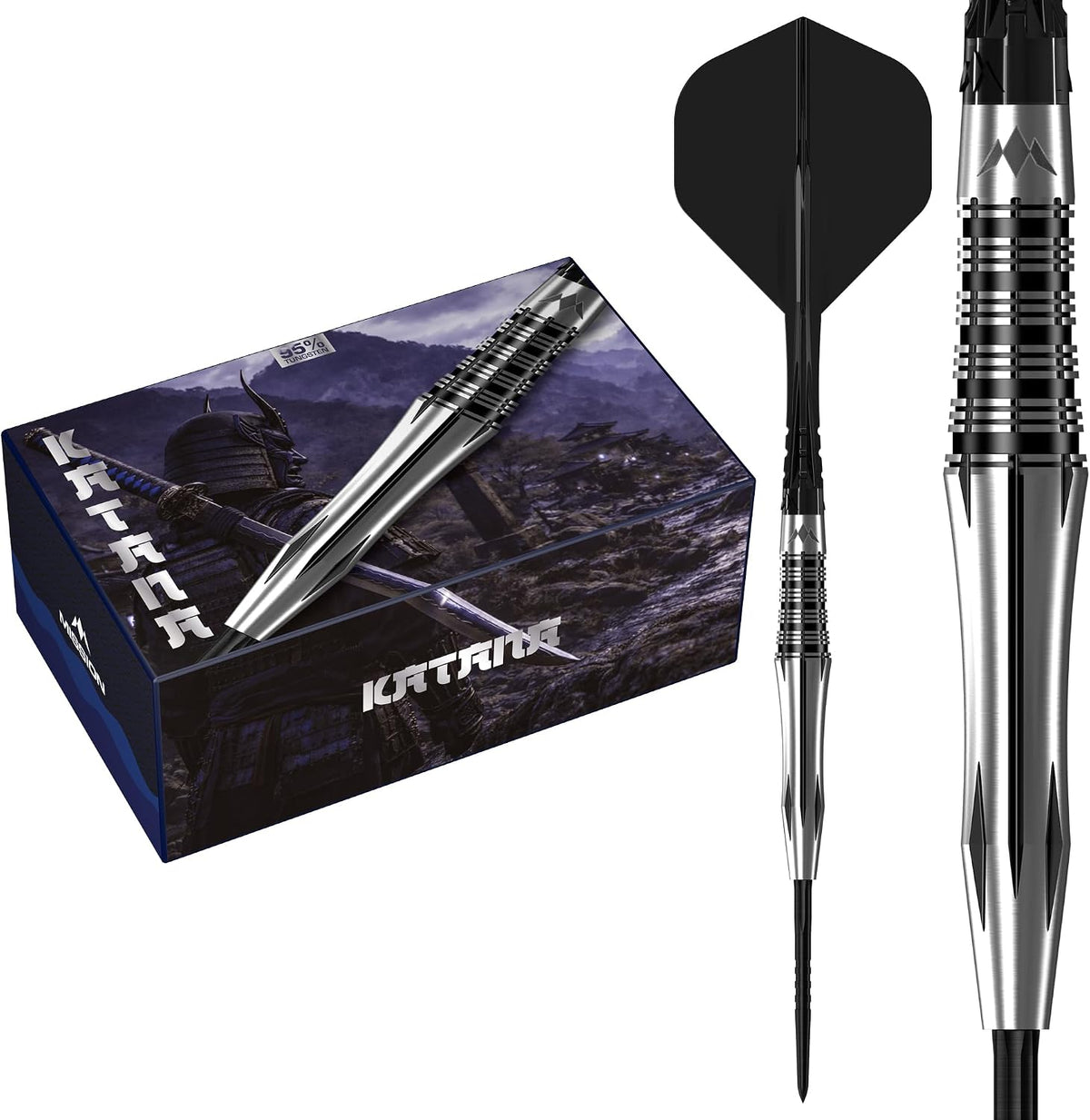 Katana Darts - Steel Tip - 95% Tungsten | 24g | Black