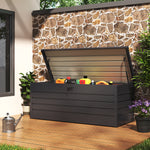 200l(72cm W X 62cm D) / 600l(165cm W X 70cm D) Lockable Metal Deck Box Outdoor Garden Storage Chest 63cm Height | Large | Dark Grey