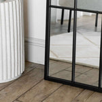 Tomi - Metal Arched Lattice Window Mirror | 150cm x 60cm | Black