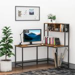 Industrial L-shaped Work Desk & Storage Shelf Steel Frame