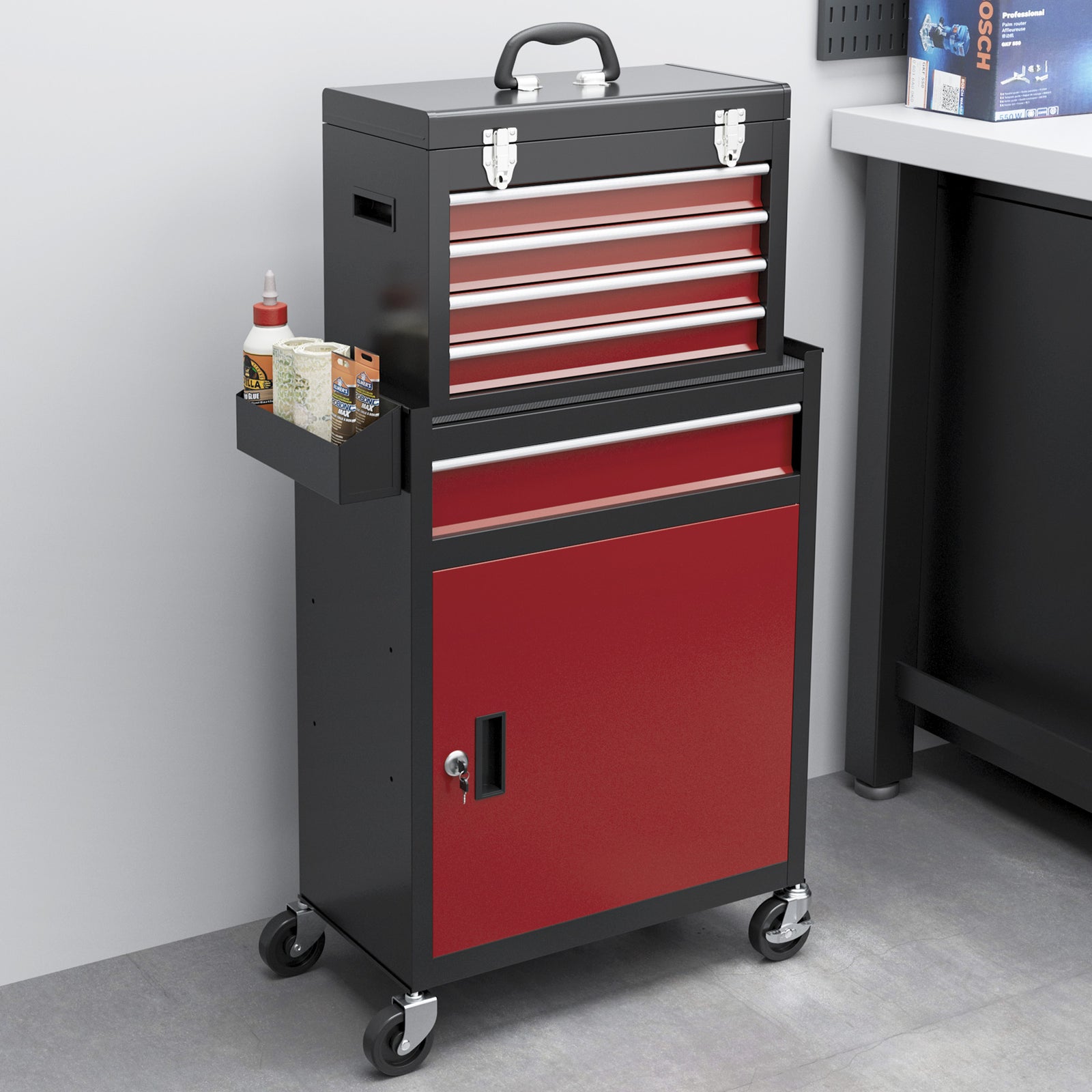 Rolling Tool Cabinet, 5 Drawers, Lockable