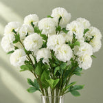 Pack Of 6 X 70cm White Artificial Carnation Stem 24 Flowers