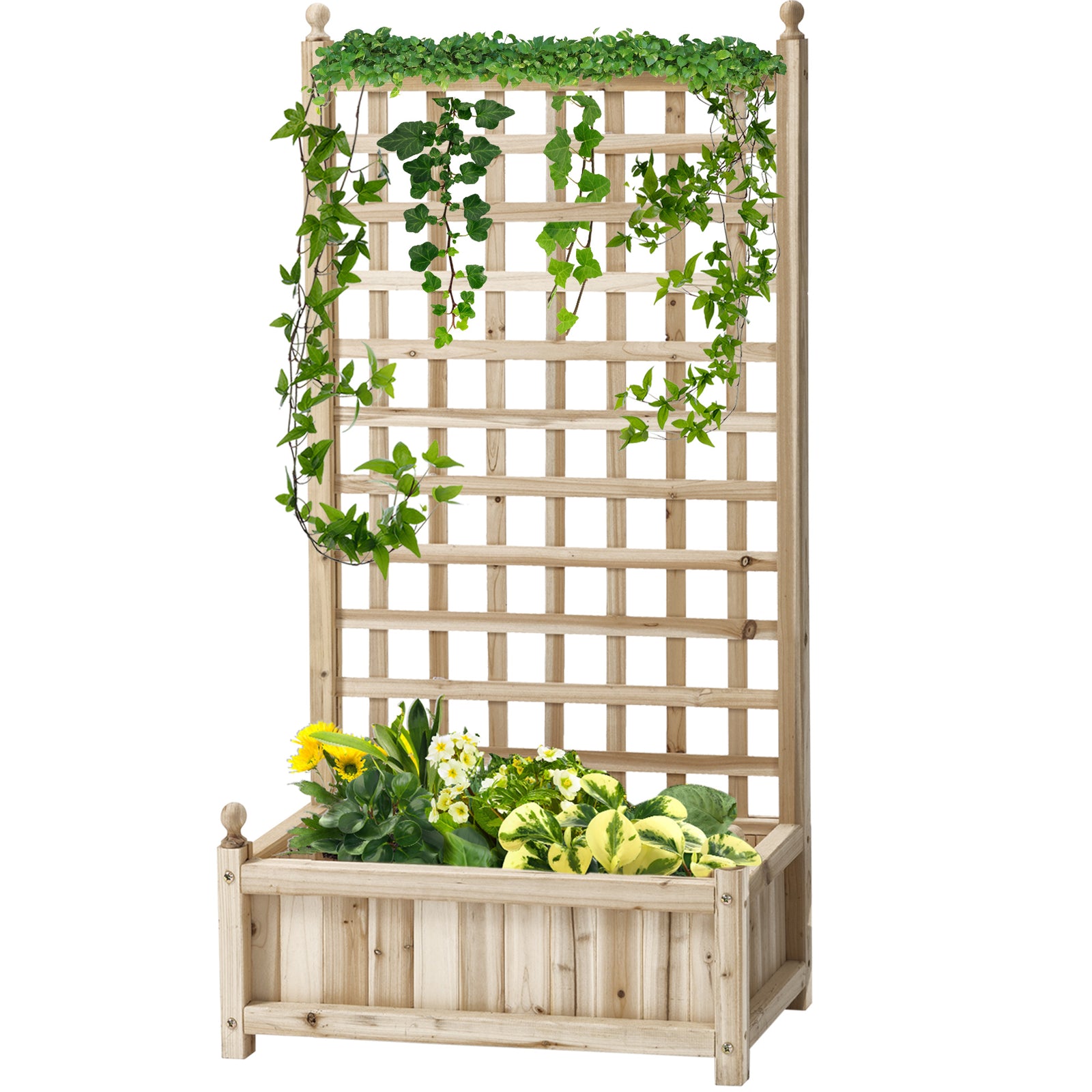 Garden Planter With Trellis Indoor Outdoor, Natural