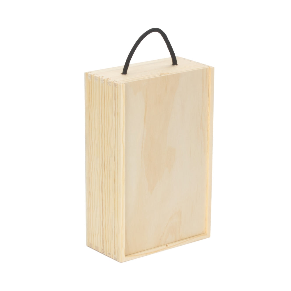 2 Bottle Bottle Pinewood Carry Case With Solid Lid | One Size | Brown