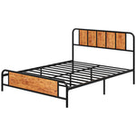 Double/king Bed Frame Steel Bed Base With Headboard Brown | King | Brown