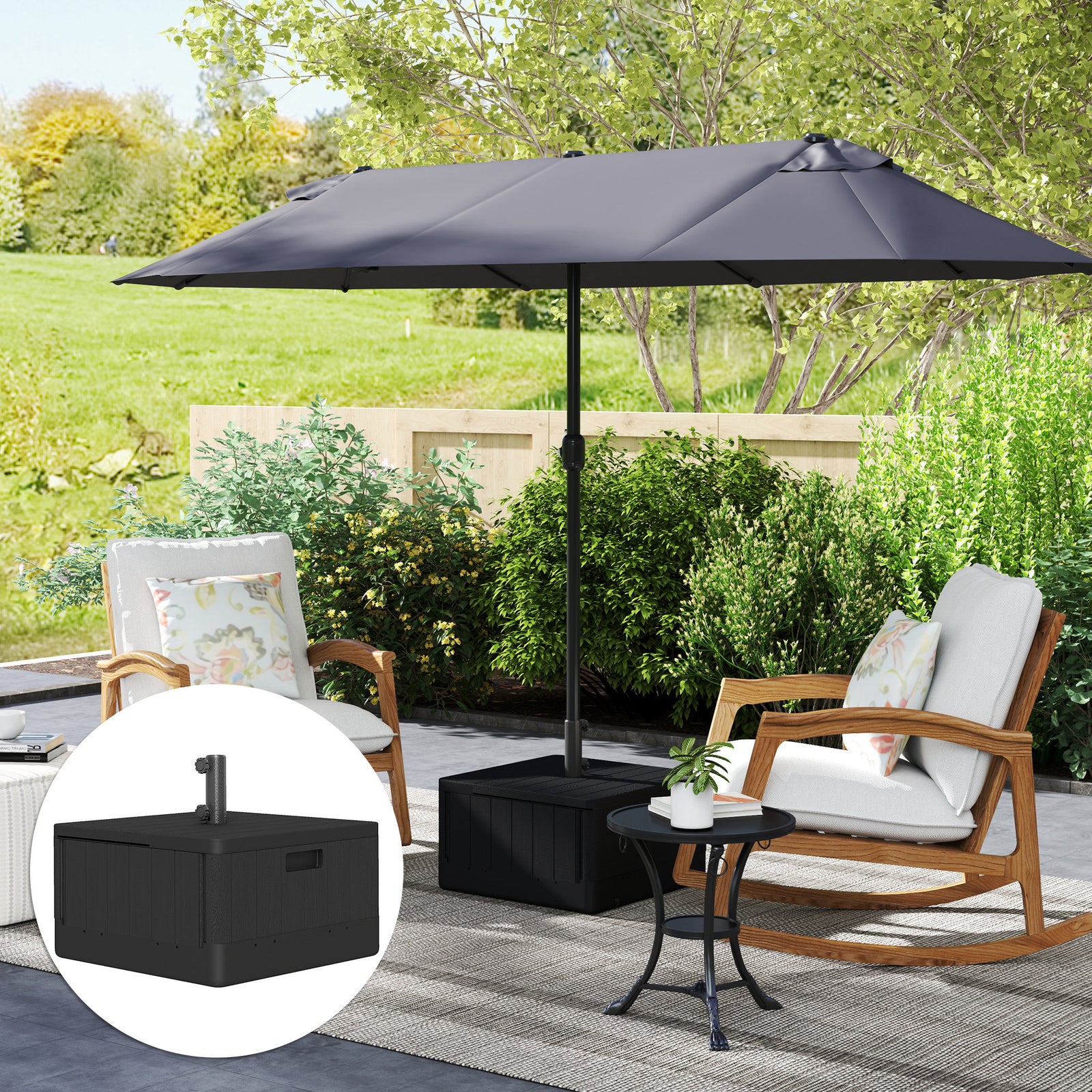 Outsunny Garden Parasol Base, Sand/water Filled Garden Umbrella Stand