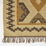 Ravar Brown & Gold Kilim Wool Rug | Extra Large | Brown