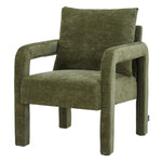 Chenille Upholstered Accent Chair With Lumbar Pillow | Green